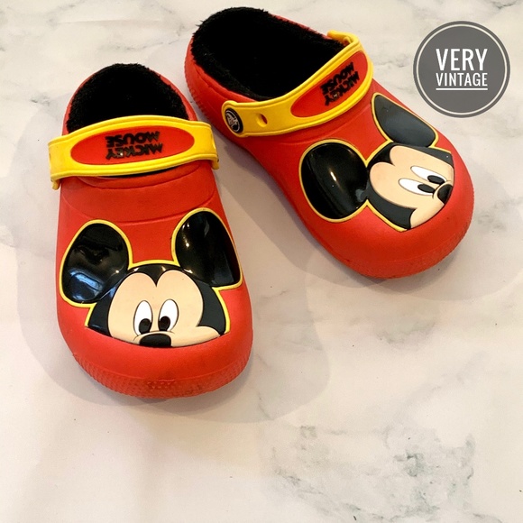 mickey mouse lined crocs
